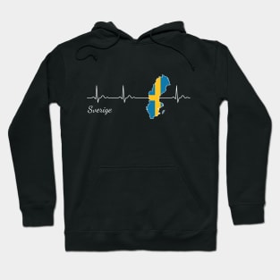 Sweden Sverige heartbeat flag Hoodie